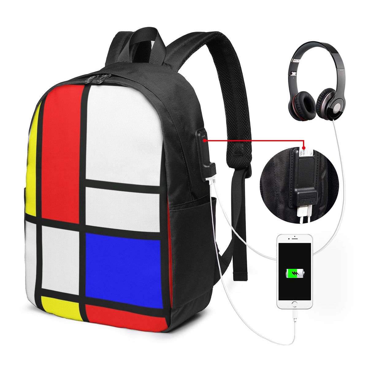 Women'S Bags Travel - Piet Mondrian Composition Rucksack, Reisetasche, Notebook-Tasche,
