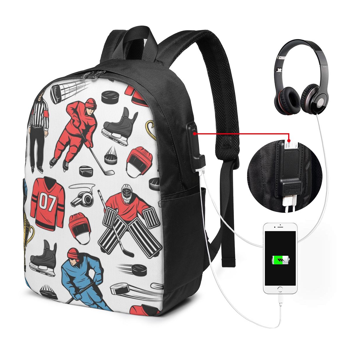Women'S Bags Travel - Eishockeyspieler auf der Eisbahn, Rucksack, Reisetasche,