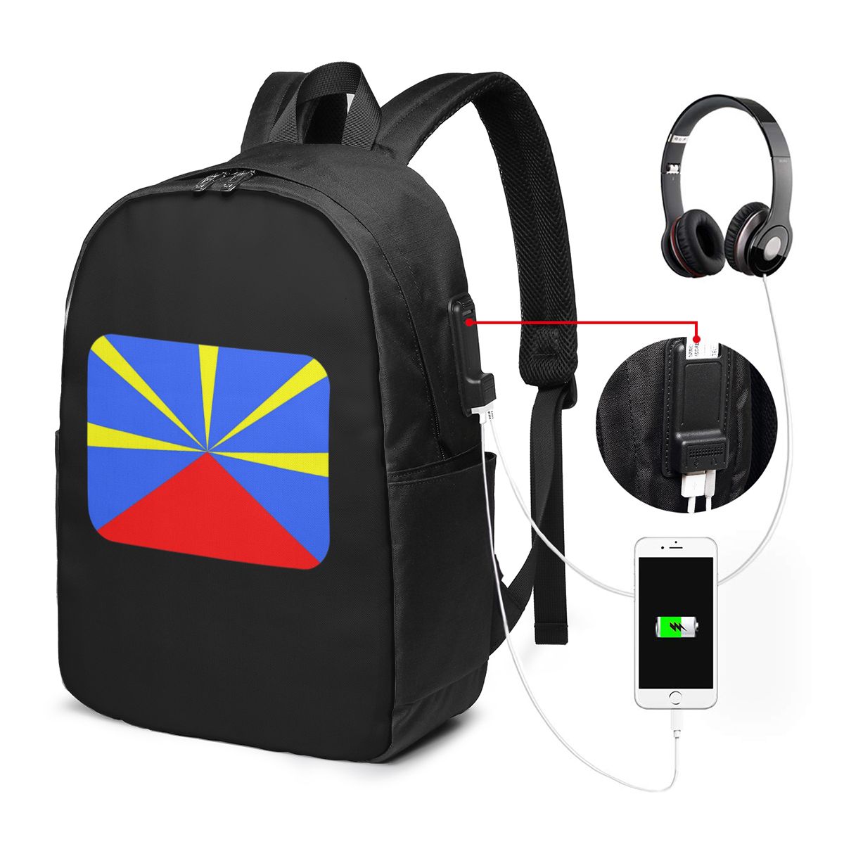 Women'S Bags Travel - 974 Rucksack mit Reunion-Insel-Flagge, Reisetasche für