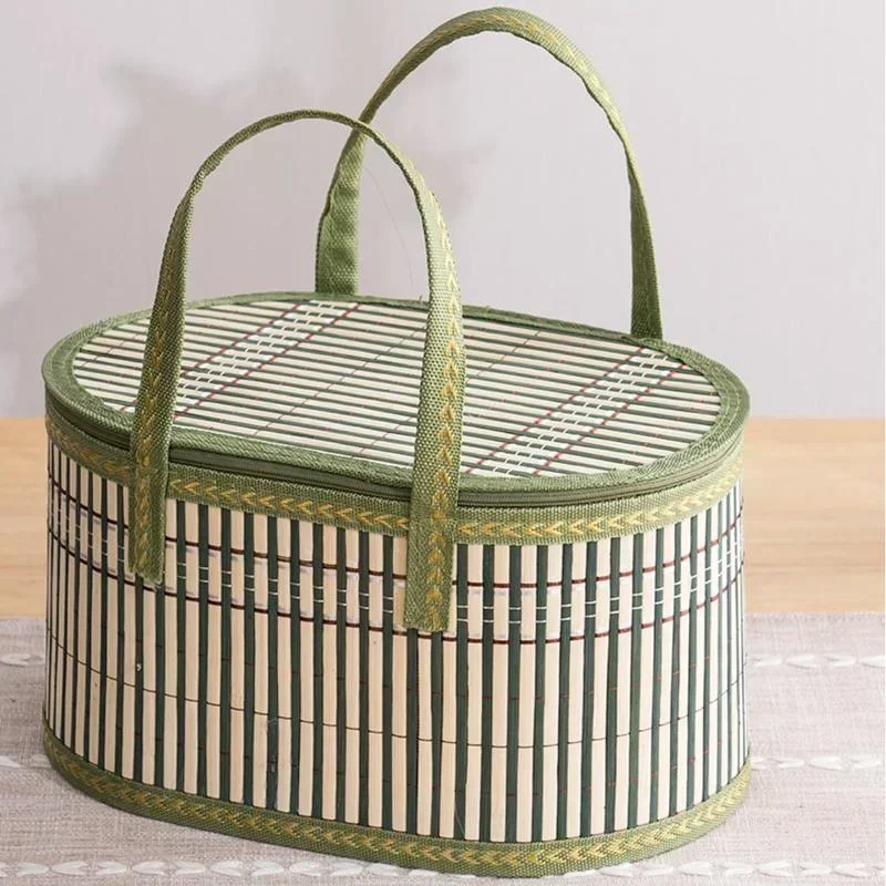 Women Bags Gift - Handgefertigte Bambus-Tragetasche Umweltfreundlicher Faltbarer Picknickkorb Handgemachte