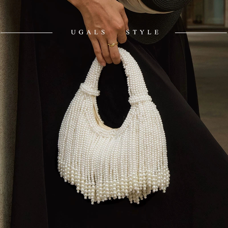 Women Bags On Sale - Designer-Clutch mit Perlengriff für Abendveranstaltungen, Luxuriöse