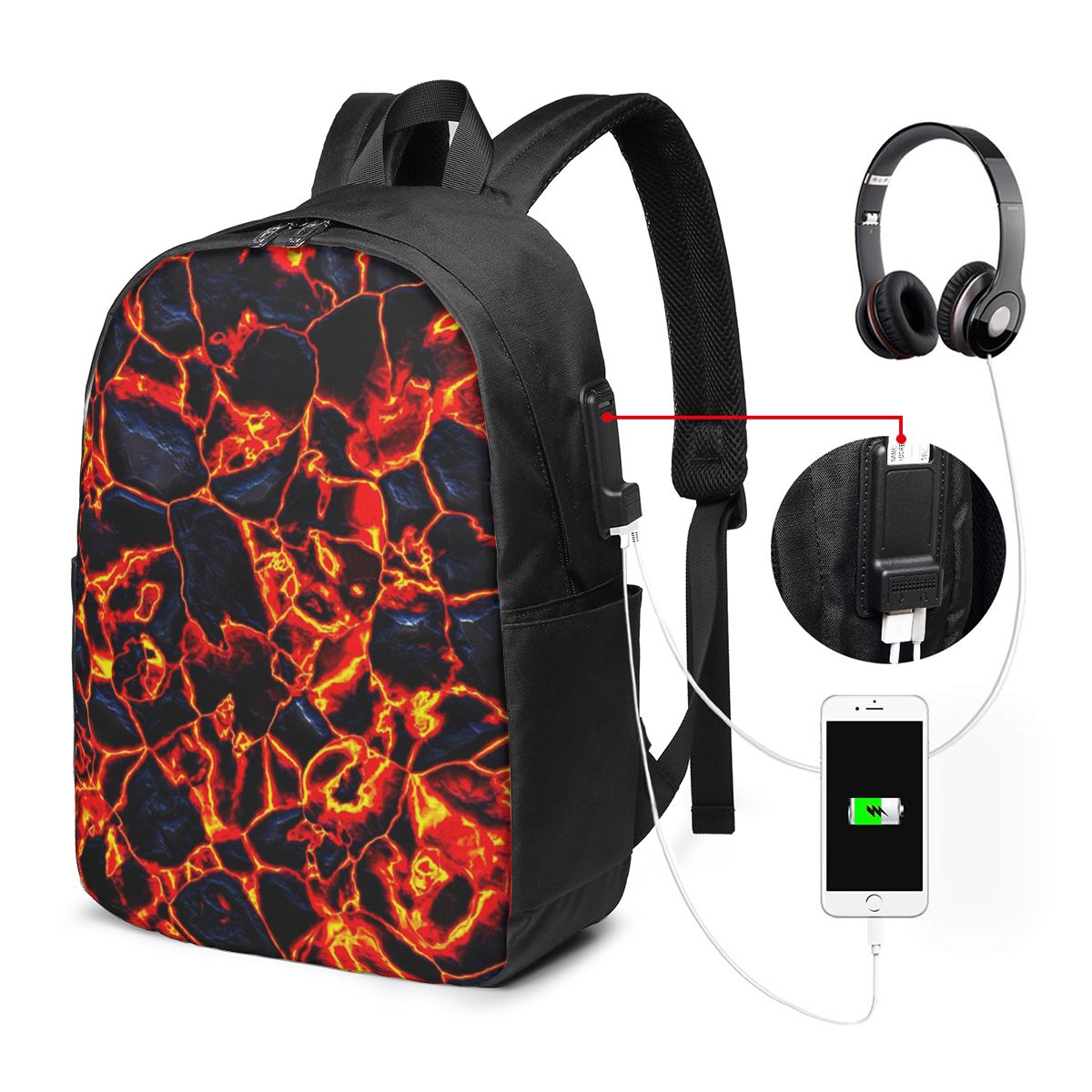 Magma-Vulkan-Lava-Feuer-Rucksa – Women'S Bags Travel Bewertung und Preis