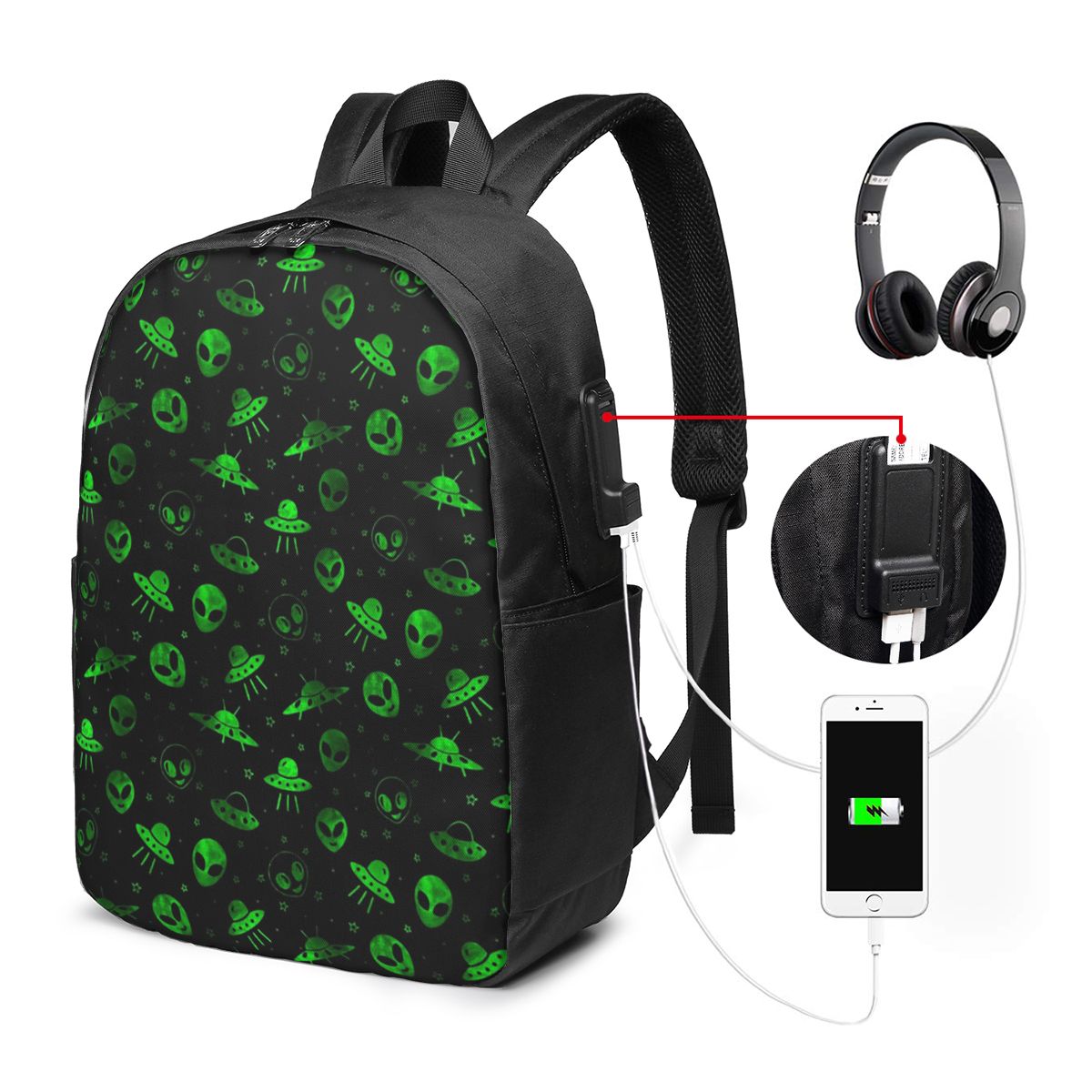 Rucksack mit Alien- und UFO-Mu – Women'S Bags Travel Bewertung und Preis